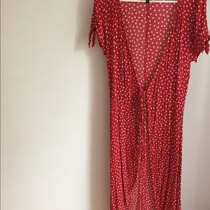 H&M Red & White Polka Dot Wrap Dress